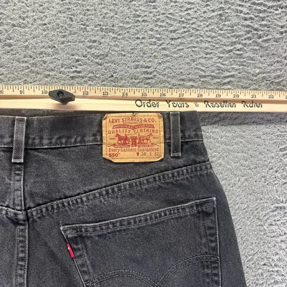 Vintage Levi's 550 Red Tab Jeans Mens 38x32 Black Cotton Denim Tapered Relaxed